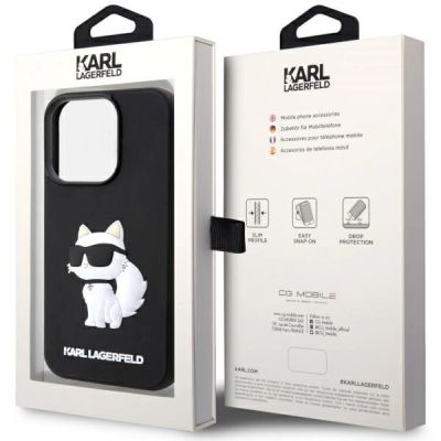 8. Karl Lagerfeld KLHCP14X3DRKHNK iPhone 14 Pro Max 6.7" black/black hardcase Rubber Choupette 3D