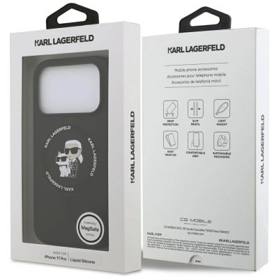 8. Karl Lagerfeld Silicone Karl&Choupette Ring MagSafe Case for iPhone 17 Pro - Black