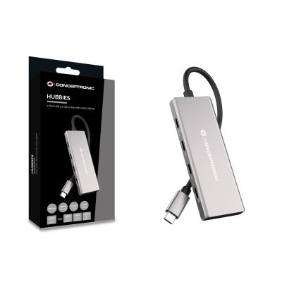 5. Conceptronic HUBBIES17G USB 3.2 Gen 2 (3.1 Gen 2) Type-C Hubs and Hubs 10000 Mbit/s Gray