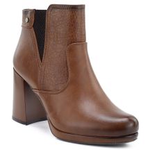 Women's ankle boots with a block heel and platform, insulated, brown, M.Daszyński AF125B-1