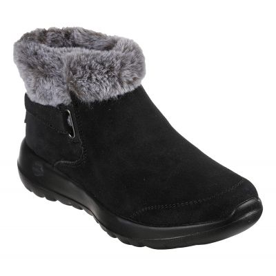 5. Skechers ON-THE-GO JOY FIRST GLANCE Women's Winter Boots in Suede Leather with Fur, Black (144041-BKGY)