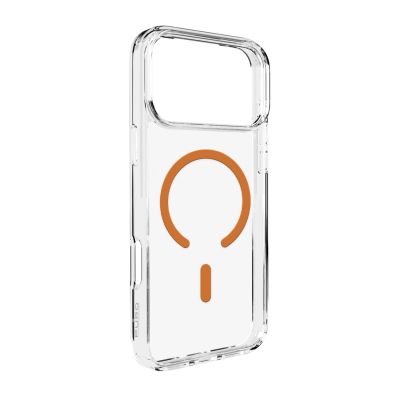 Puro Lite Mag TPU+PC Case Compatible with MagSafe for iPhone 17 Pro - Transparent with Orange Ring