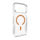 Puro Lite Mag TPU+PC Case Compatible with MagSafe for iPhone 17 Pro - Transparent with Orange Ring
