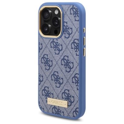 2. Guess 4G Logo Plate MagSafe Case for iPhone 16 Pro - Blue