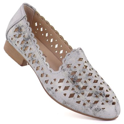 Women's openwork gray and silver shoes Jezzi ASA222