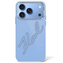 Karl Lagerfeld IML Big Signature Resin Metal Frame Case for iPhone 17 Pro Max / 18 Pro Max - Blue