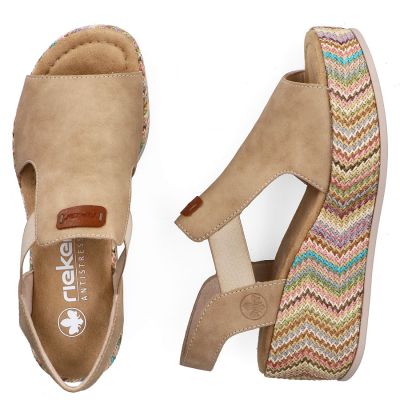 5. Women's beige wedge sandals Rieker 69472-60
