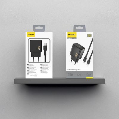 2. Dudao A27CEU PD 25W GaN SB-C Wall Charger with USB-C Cable - Black