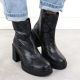 14. Women's leather ankle boots with a snake print heel, black Goe SS2N4152