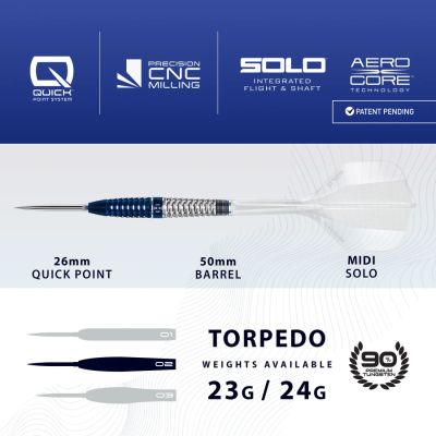 3. Harrows GEO 02 TORPEDO 90% steeltip darts