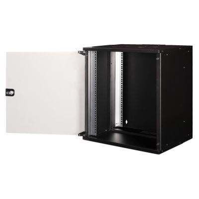 18. 19" 12U wall-mounted network cabinet, SOHO PRO 595 x 540 x 400 mm, glass door, black, unassembled, 60 kg