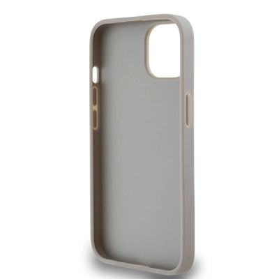 7. DKNY Leather Mono Stripe & Metal Logo case for iPhone 15 / 14 / 13 - beige