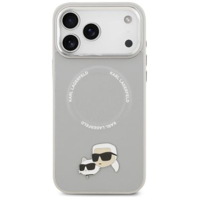 3. Karl Lagerfeld Karl & Choupette Pins MagSafe Case for iPhone 17 Pro - Gray