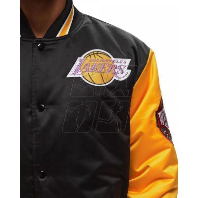 4. Mitchell & Ness NBA Los Angeles Lakers Primetime Heavyweight Satin Jacket Vintage Logo Lakers JK8453-LALBLCK