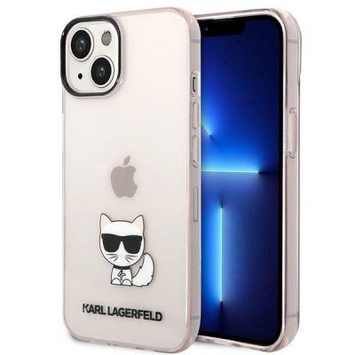 Karl Lagerfeld Transparent Choupette Body Case for iPhone 14 Plus / 15 Plus 6.7" - Pink