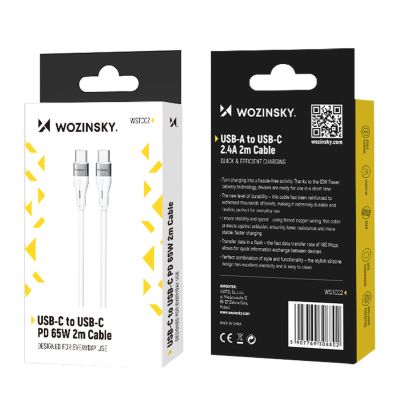 5. Wozinsky WSTCC2 USB-C / USB-C PD 65W cable 2 m - white