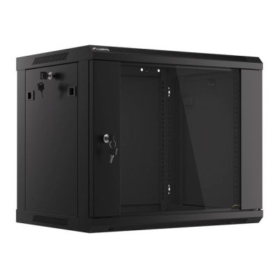 9. Lanberg WF01-6409-10B single-section cabinet (9U; 502mm / 600mm / 450mm; wall-mounted; Glass; 19''; black)