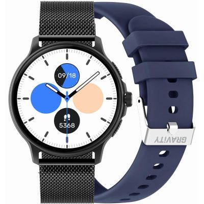 GRAVITY GT12-2 Women's Smartwatch Navy Blue Silicone Strap + Black Bracelet