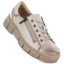 Women's beige leather platform shoes Cambell 26-19305