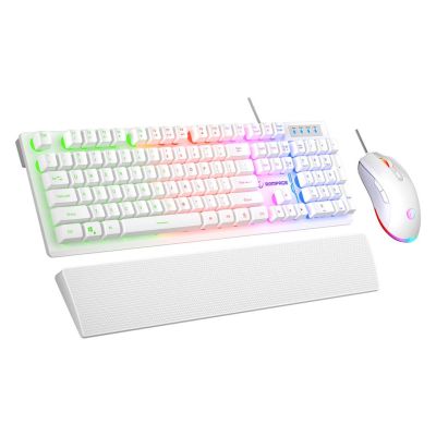 RAMPAGE FORTUNA Gaming Set with Keyboard, Mouse Pad and 12800 DPI Mouse, WHT