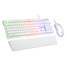 RAMPAGE FORTUNA Gaming Set with Keyboard, Mouse Pad and 12800 DPI Mouse, WHT