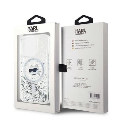 8. Karl Lagerfeld Liquid Glitter Choupette Head MagSafe case for iPhone 15 Pro - transparent