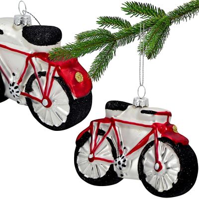 MOULDED GLASS CHRISTMAS BAUBLE IN THE SHAPE OF A BICYCLE SASKA GIFT & DECOR