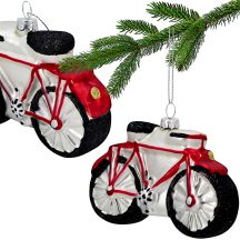 MOULDED GLASS CHRISTMAS BAUBLE IN THE SHAPE OF A BICYCLE SASKA GIFT & DECOR
