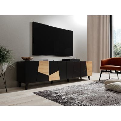 6. ETNA TV cabinet 200x42x52 black matt + craft oak