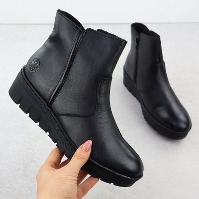 2. Women's leather wedge ankle boots black Rieker X9165-01