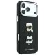 4. Karl Lagerfeld Saffiano Case with Karl & Choupette Heads Pins & Logo for iPhone 18 Pro Max / 17 Pro Max - Black