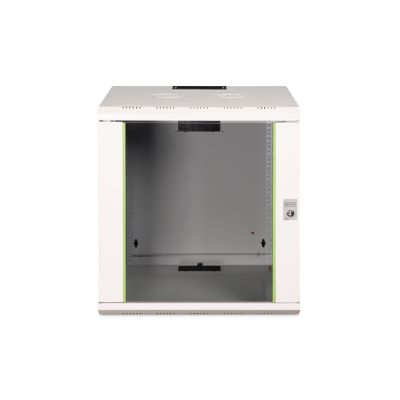 29. Unique 19" 12U 600x600 wall-mounted network cabinet, glass door, gray, undivided, assembled, 100kg