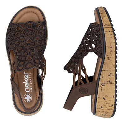 5. Rieker V1765-24 women's brown wedge sandals
