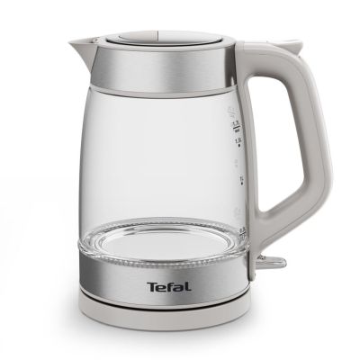 12. Tefal Glass Kettle KI605B30 Electric Kettle 1.7 L 2200 W Gray, Silver, Transparent