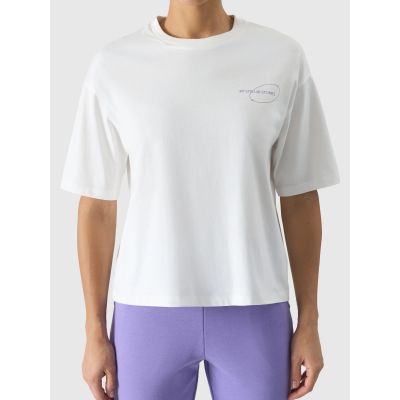 2. Women's oversize printed T-shirt 4F 4FRSS24TTSHF2089-11S