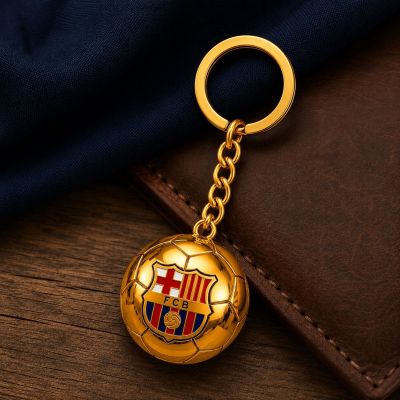 9. FC Barcelona original licensed keychain in the shape of a golden ball with the B7081 coat of arms