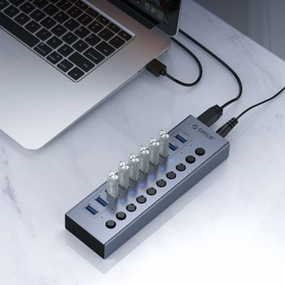 3. Orico BT2U3-10AB Hub 10x USB-A 3.0 with switches - gray