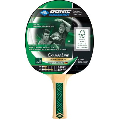 2. TABLE TENNIS SET 2 RACKETS 2 COVERS 4 BALLS CHAMPS 400 FSC DONIC