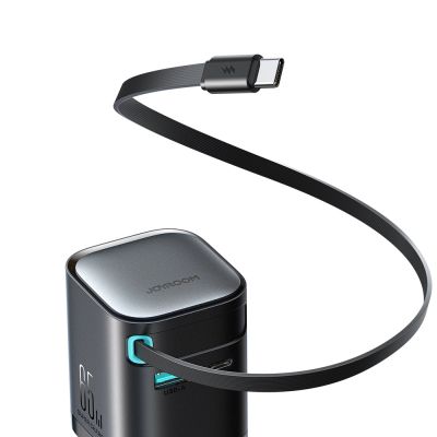 5. Joyroom JR-TCL02 65W USB-A USB-C GaN charger with built-in USB-C cable - black
