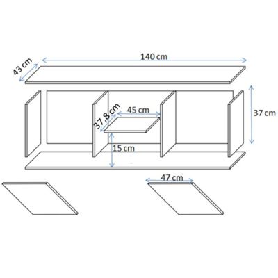 4. TV cabinet SOHO 140x43x37 cashmere+black
