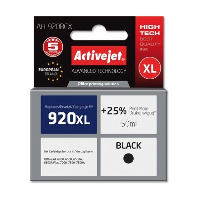 Activejet AH-920BCX Ink (replaces HP 920XL CD975AE; Premium; 50 ml; black)