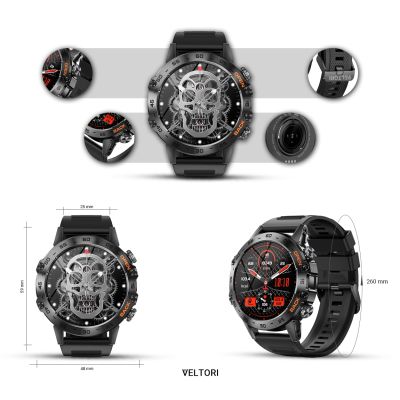 11. VELTORI VT120-1 Smartwatch Black Silicone Strap