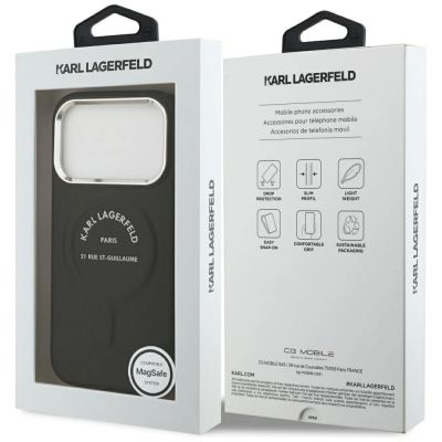 8. Karl Lagerfeld Embossed Open Ring RSG Logo MagSafe Case for iPhone 17 Pro Max / 18 Pro Max - Black