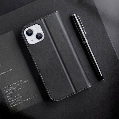 12. Dux Ducis Hivo Leather Flip Cover Genuine Leather Wallet for Cards and Documents iPhone 14 Plus Black