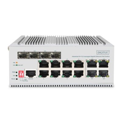 3. Digitus 8-Port Gigabit Ethernet PoE Industrial Network Switch, Managed L2, 4 SFP Uplink