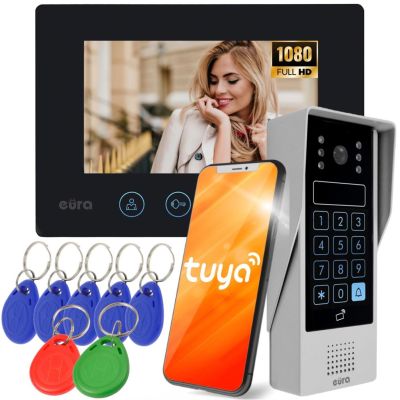 EURA VDP-90A3 DELTA VIDEO DOORPHONE + black TUYA monitor
