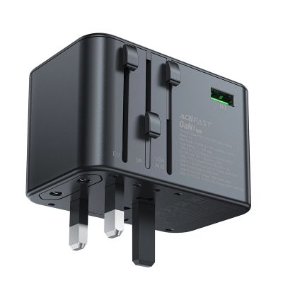 6. Acefast Z1 GaN 75W PD travel charger adapter 3x USB-C 2x USB-A - black
