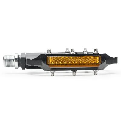 6. Rockbros C700 Reflective Aluminum Platform Bicycle Pedals - Black