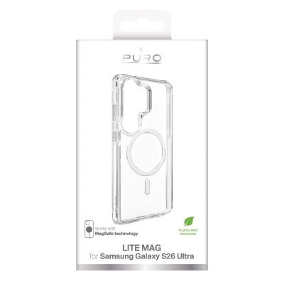2. Puro LITE MAG Protective Case for Samsung Galaxy S26 Ultra Compatible with MagSafe - Transparent
