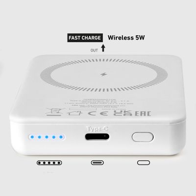 9. Powerbank SBS TEBB5000MAG1CW 5000 mAh USB-C, MagSafe compatible - white